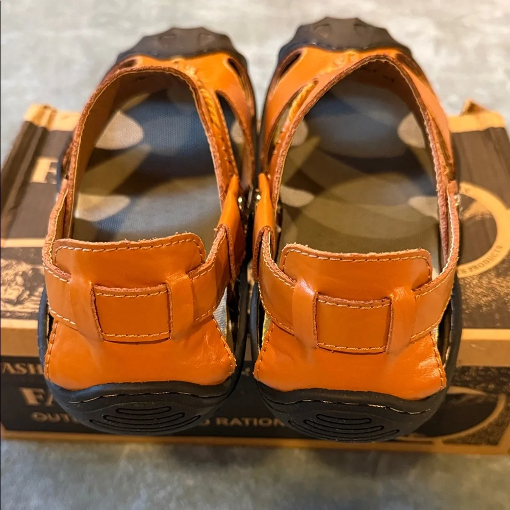 Casual Leather Fisherman Sandals - Tan/Brown size 43 UNISEX NIB